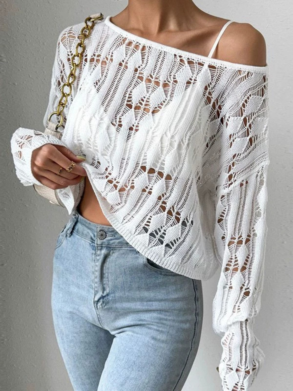 ZARA Womens Crochet Lace Long Sleeve Bikini Cover Up UV Protection Beach